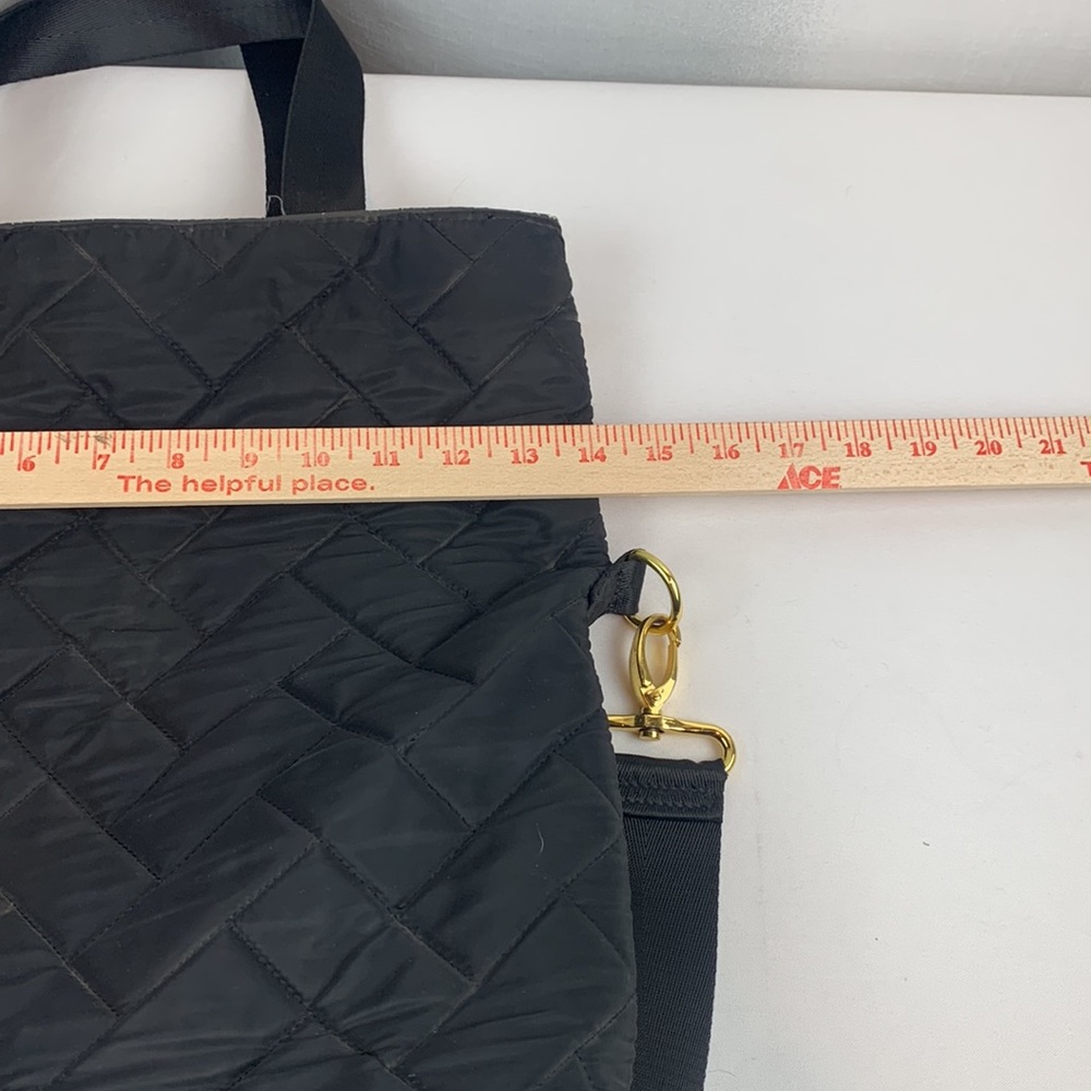 Athleta Handbag Gym Yoga Women Black Tote  Bag Quilted Pattern Gold metal - Picture 16 of 16